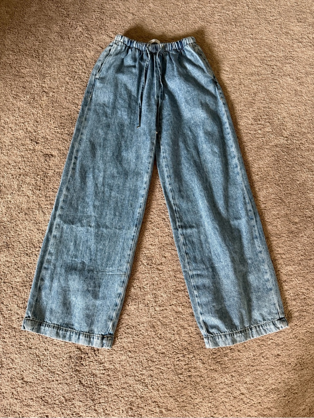 Primark Blue Elastic Waist Denim Joggers size xs
